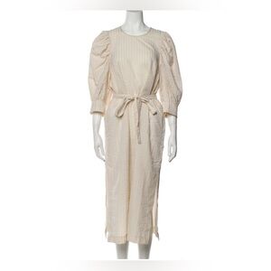 NWOT Baum Und Pferdgarten Alya Puff-Shoulder Midi Dress, 2 (US)